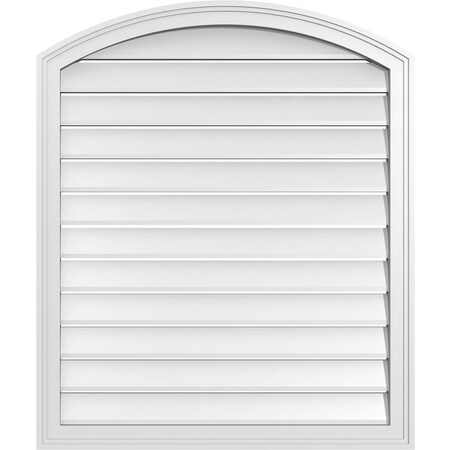 Ekena Millwork Arch Top Surface Mount PVC Gable Vent: Non-Functional, w/2"W x 1-1/2"P Brickmould Frame, 32"W x 36"H GVPAR32X3602SN